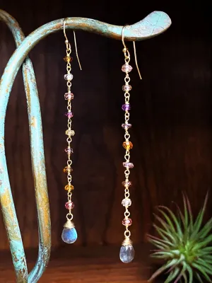 Faceted Sapphire & Labradorite Drop Dangles by Anne Vaughan