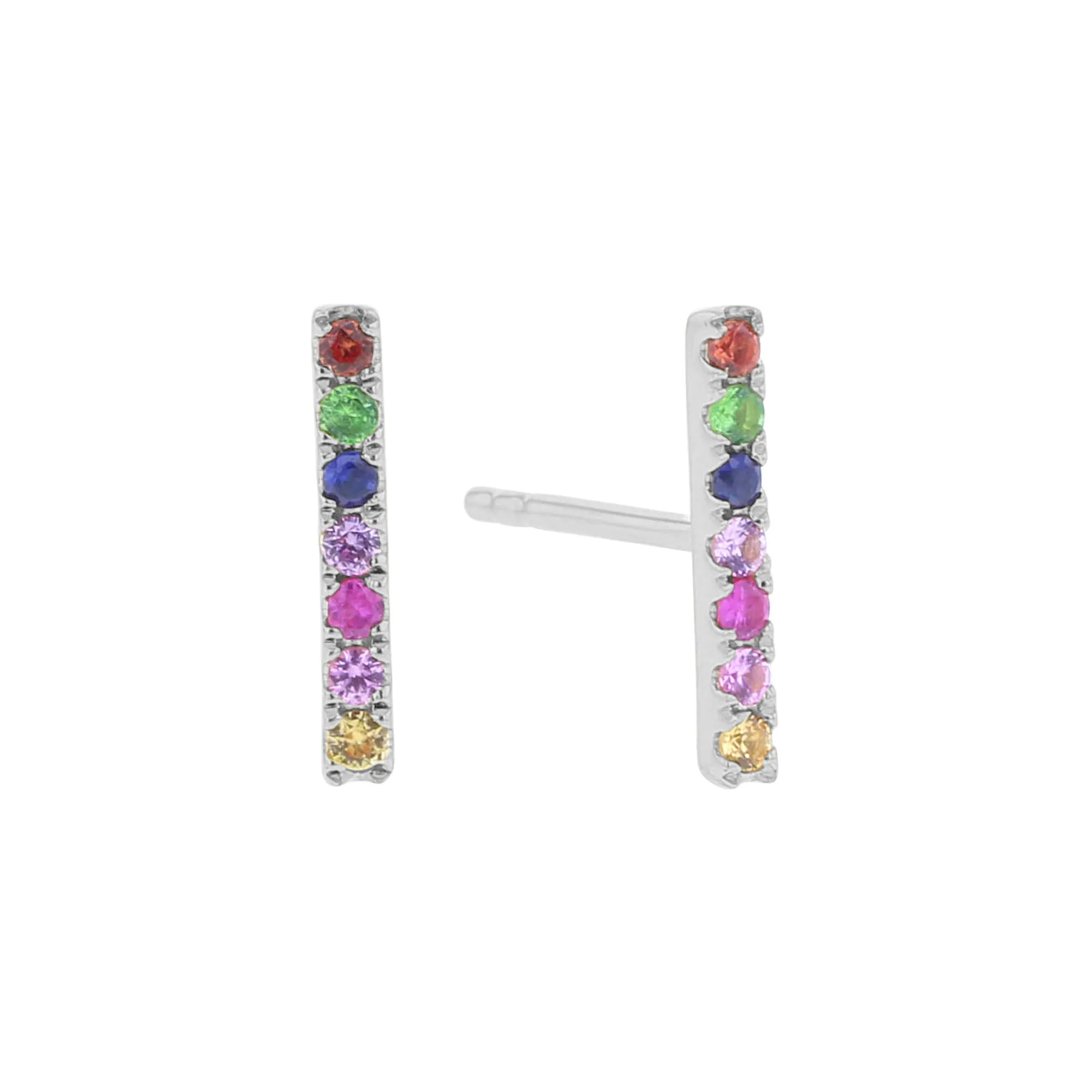 Fantasy Rainbow Sapphire Stud Earrings