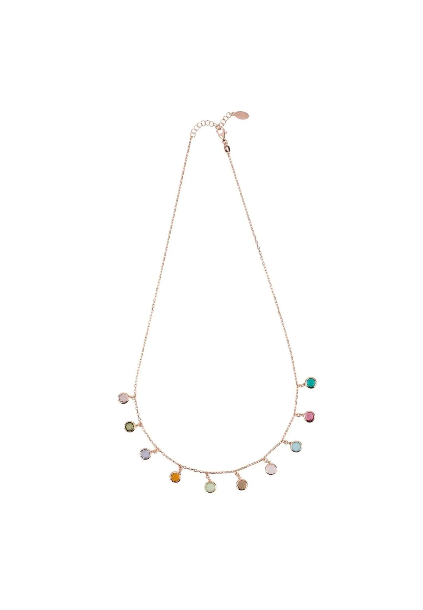 Florence Multi Coloured Gemstone Necklace Rosegold