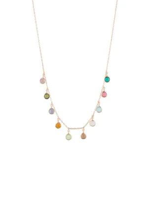 Florence Multi Coloured Gemstone Necklace Rosegold