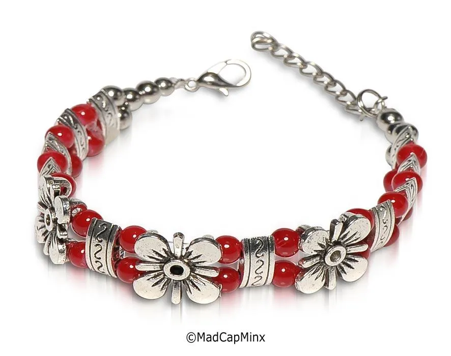 Flower Bead Bracelet for Small to Medium Wrist Size