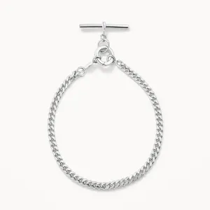 Fob Curb Chain Bracelet in Silver