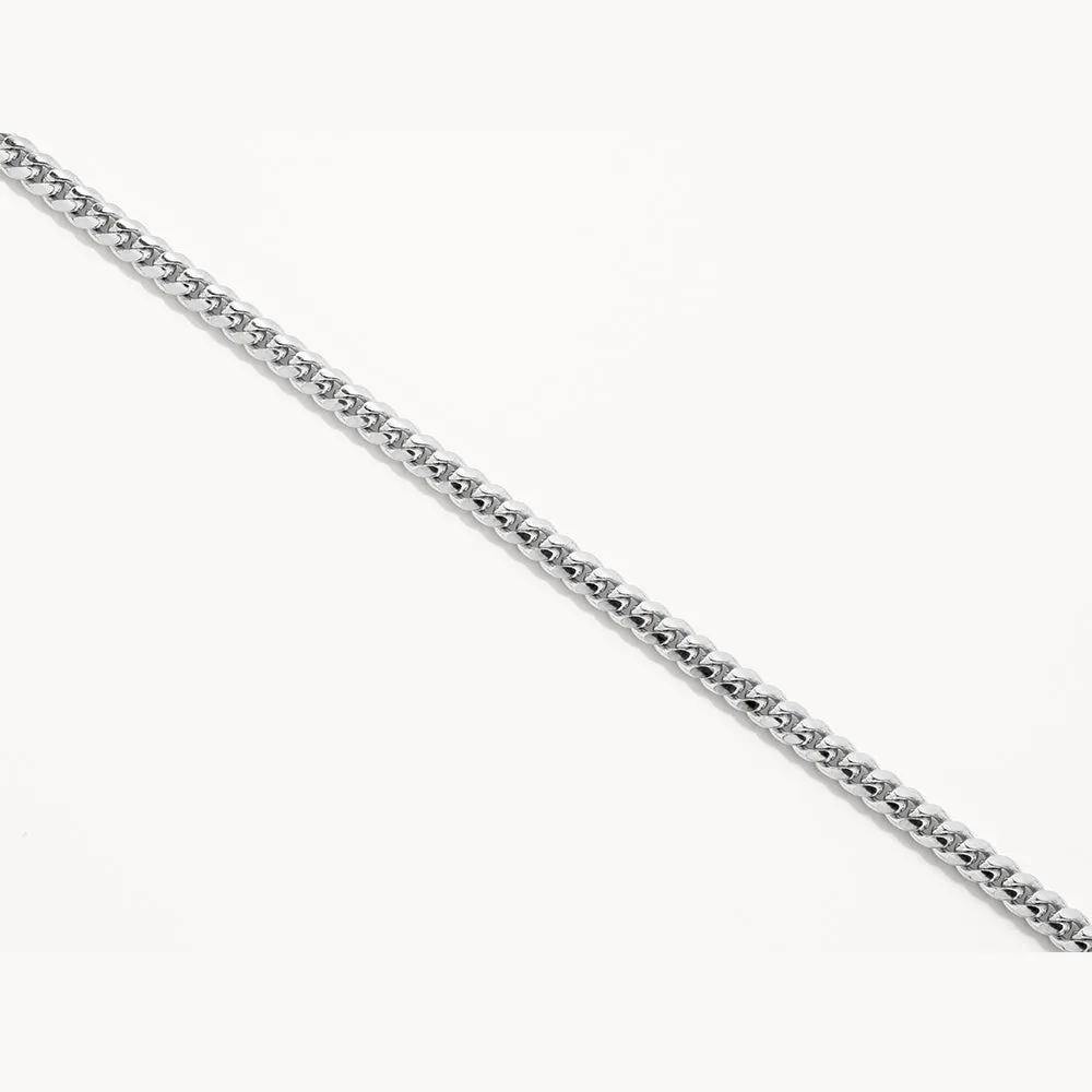 Fob Curb Chain Bracelet in Silver