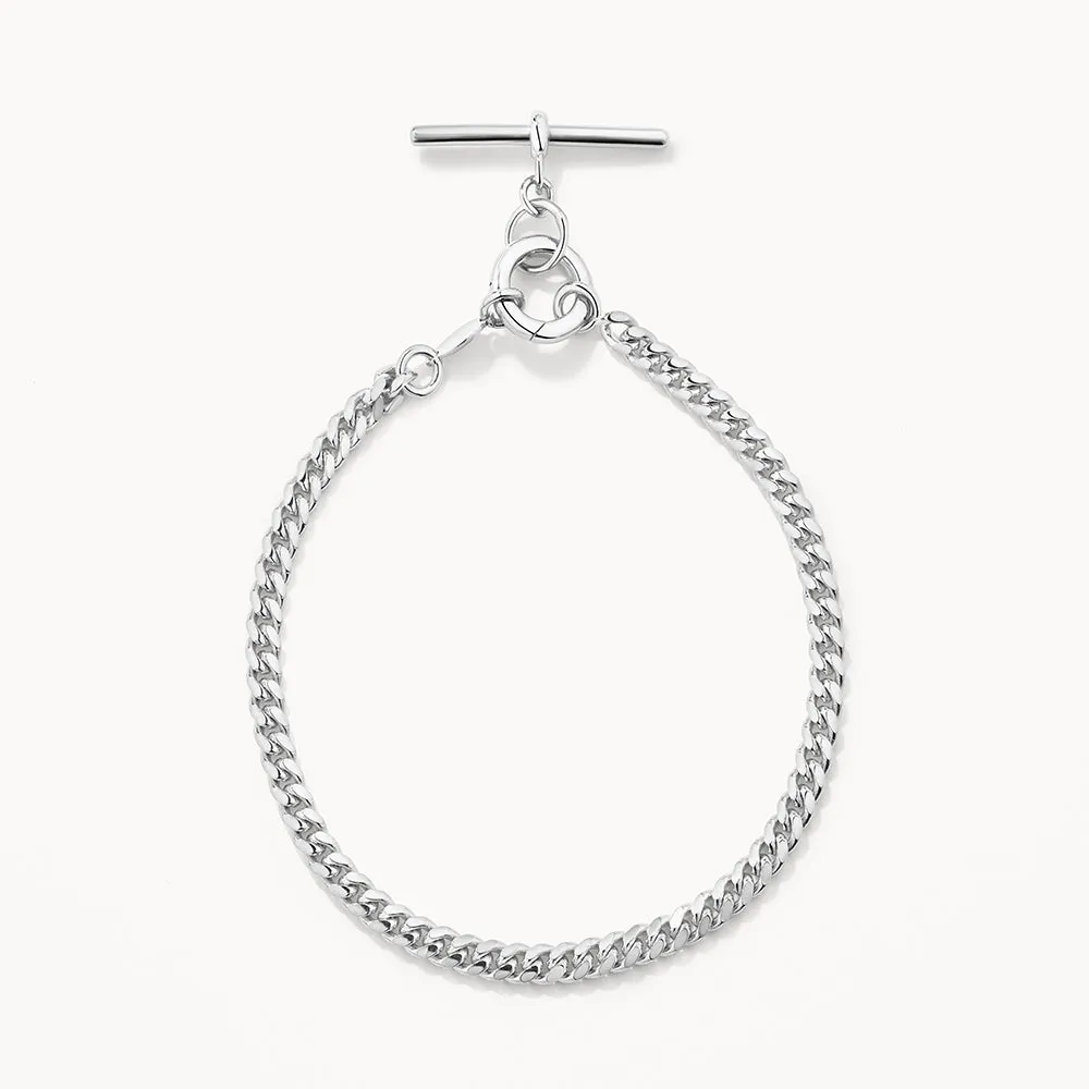 Fob Curb Chain Bracelet in Silver