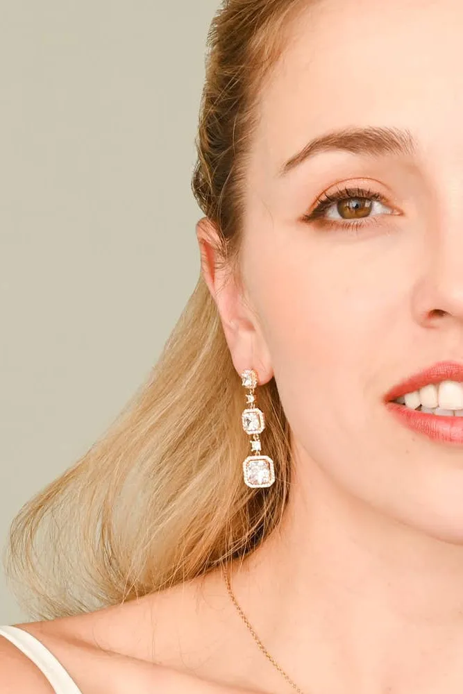 Forever Cushion-Cut Gold Drop Earrings