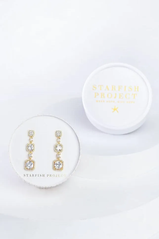 Forever Cushion-Cut Gold Drop Earrings