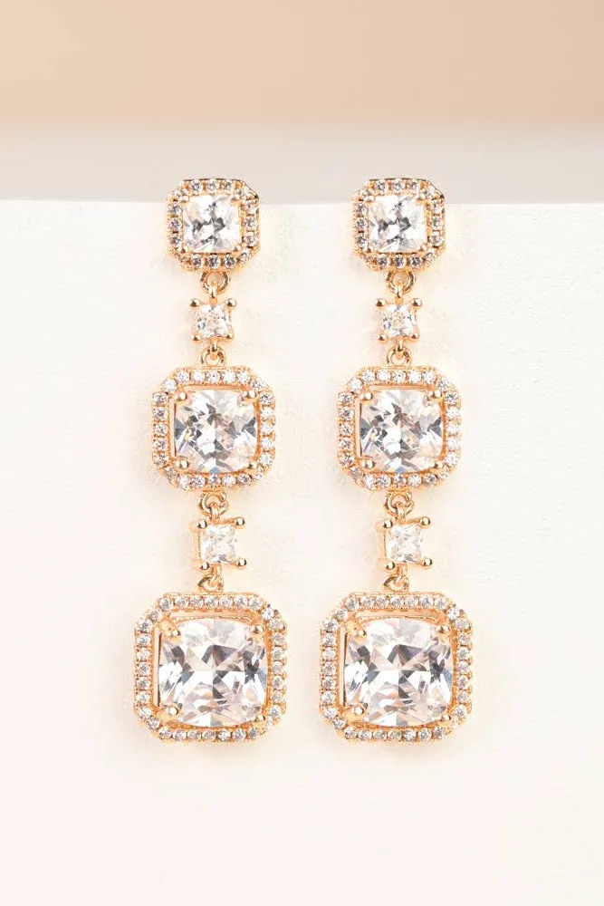 Forever Cushion-Cut Gold Drop Earrings