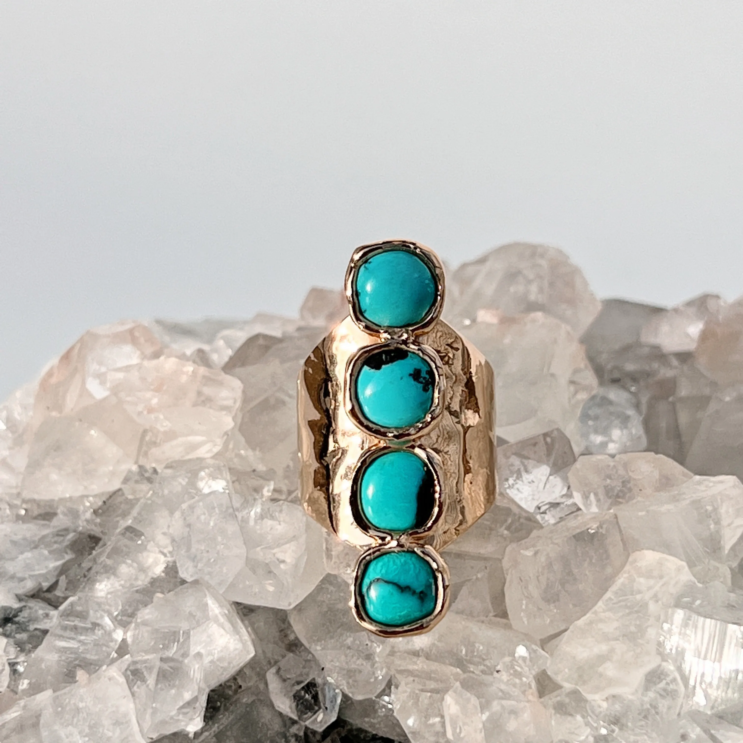 Four Stone Turquoise Signature Ring