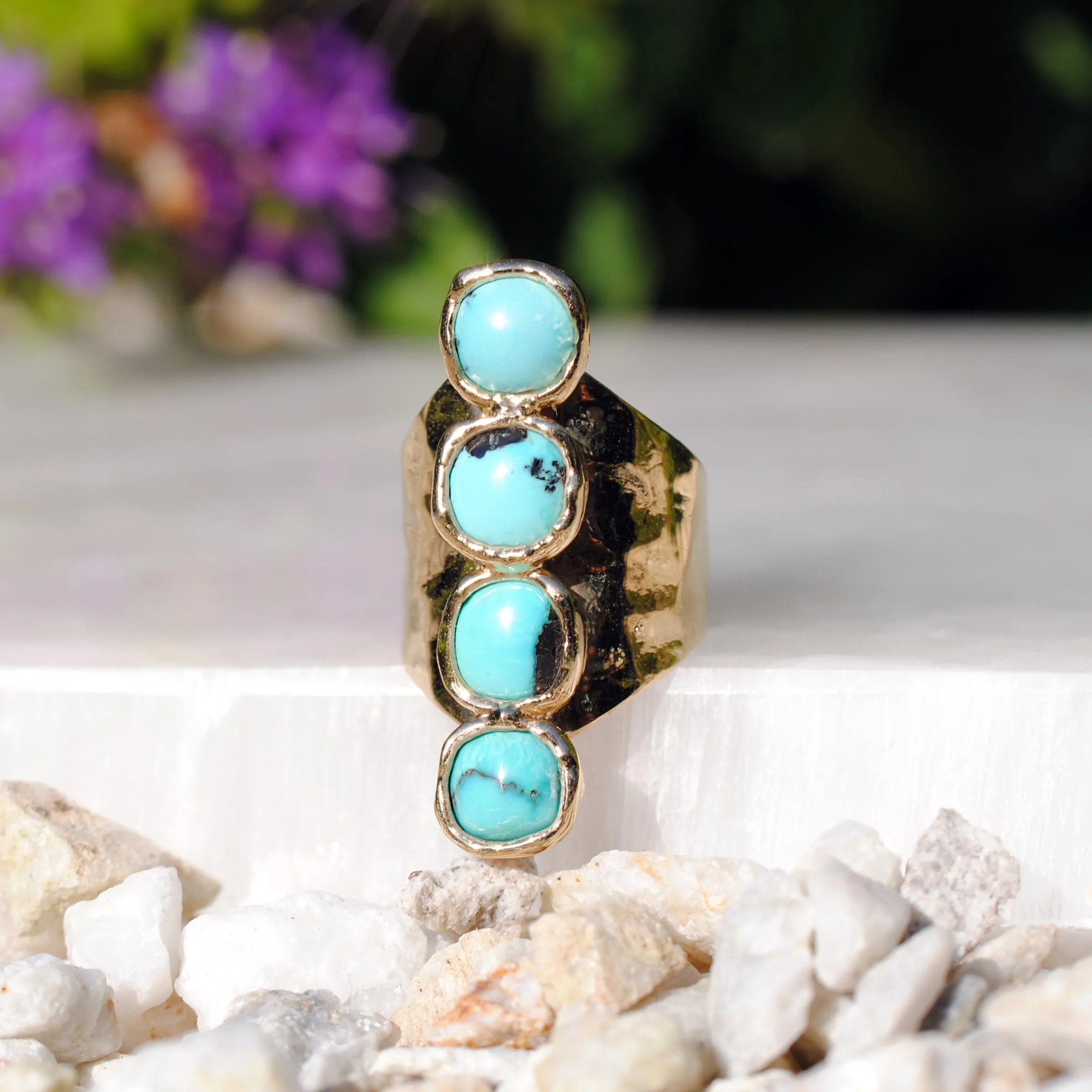 Four Stone Turquoise Signature Ring