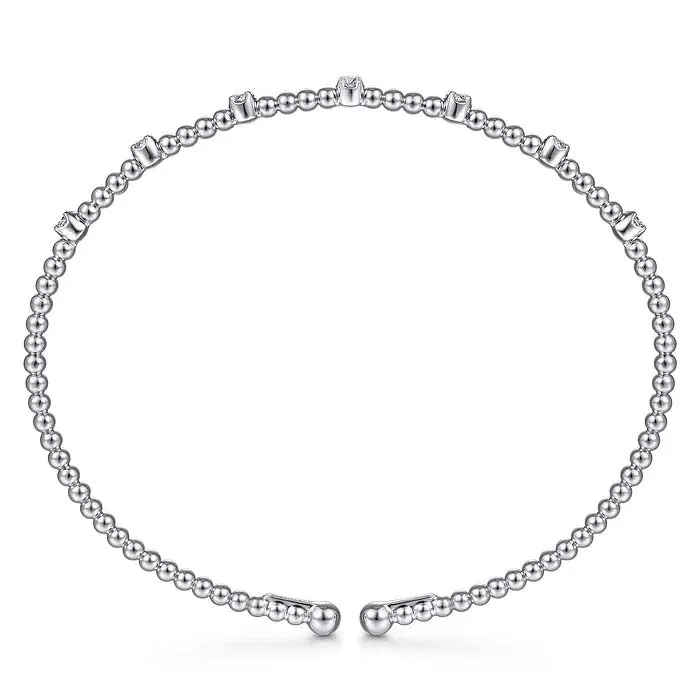 Gabriel & Co. .20CTW Bujukan Bead Cuff Bracelet with Diamond Stations in 14K White Gold