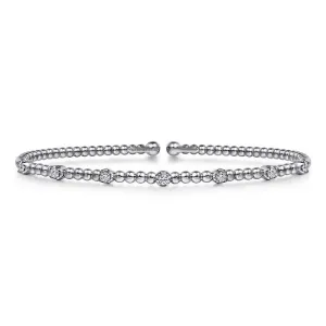 Gabriel & Co. .20CTW Bujukan Bead Cuff Bracelet with Diamond Stations in 14K White Gold