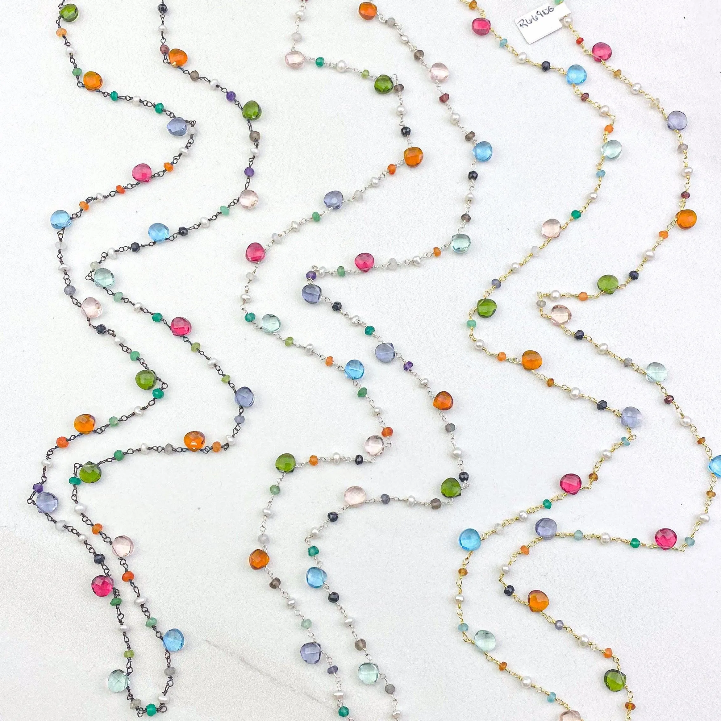 Gems and Pearls Long Layering Necklace