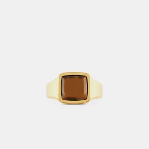 Gold Cushion Tigers Eye Ring