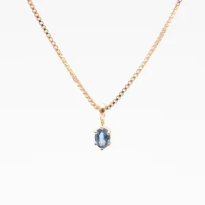 Gold Vermeil Oval Claw Set Blue Sapphire Necklace