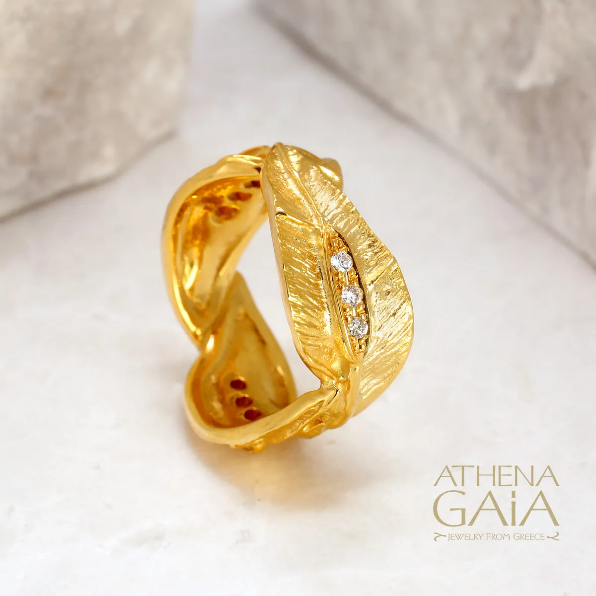 Golden Peonies Diamond Ring