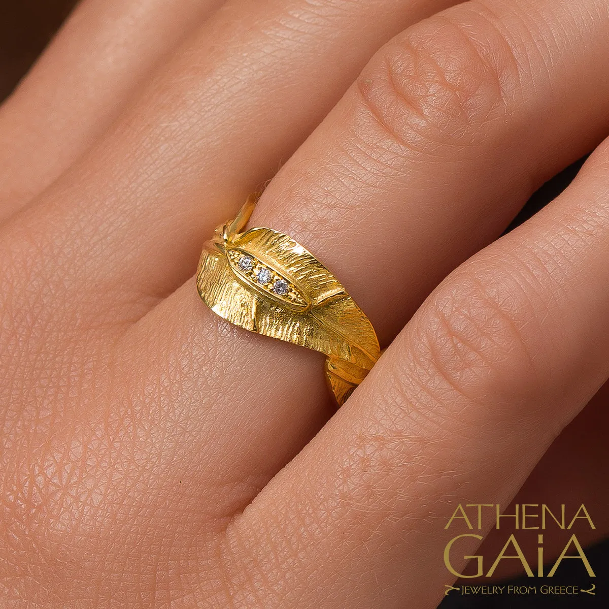 Golden Peonies Diamond Ring