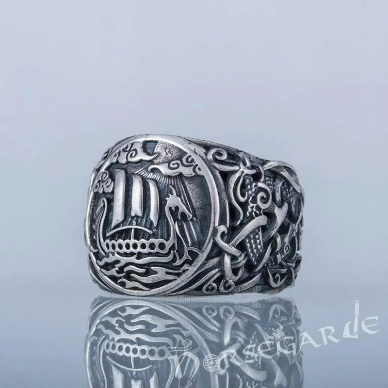 Handcrafted Drakkar Mammen Style Ring - Sterling Silver