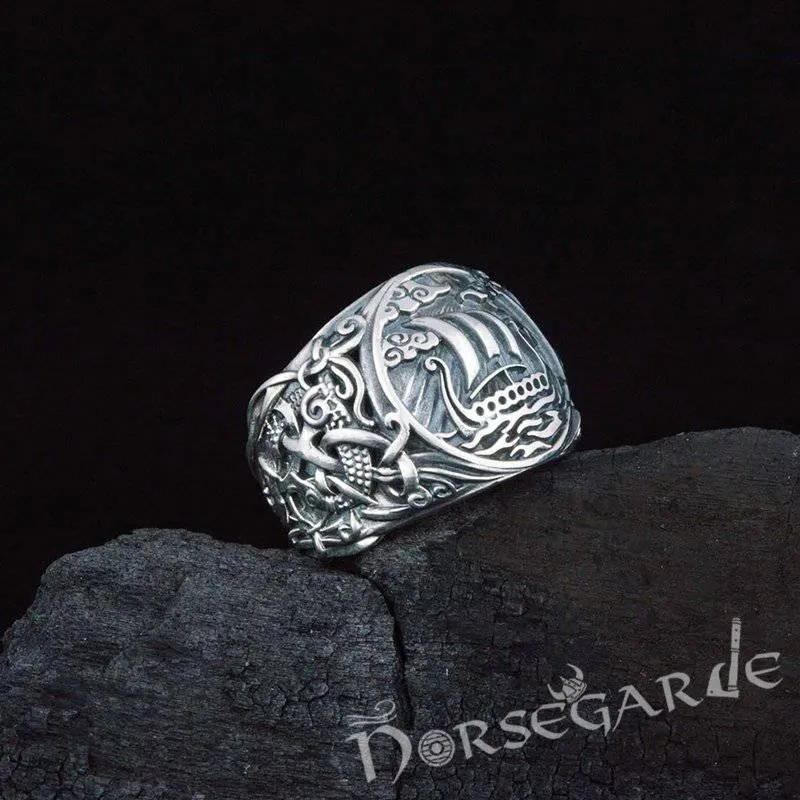 Handcrafted Drakkar Mammen Style Ring - Sterling Silver