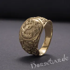 Handcrafted Ravens Mammen Style Ring - Gold