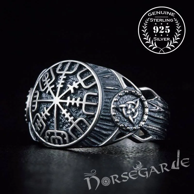 Handcrafted Vegvisir Druid Signet Ring - Sterling Silver