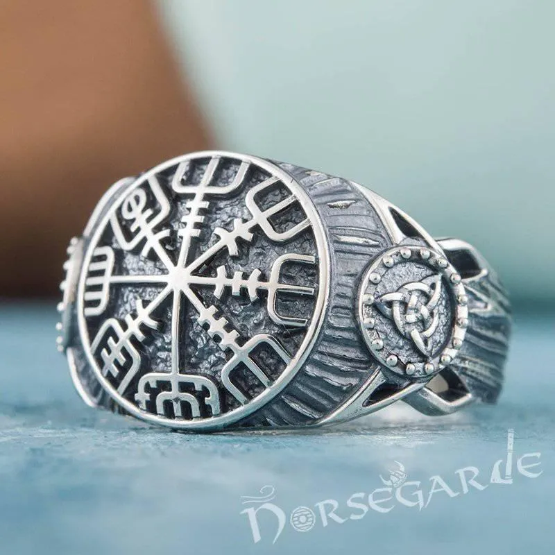 Handcrafted Vegvisir Druid Signet Ring - Sterling Silver