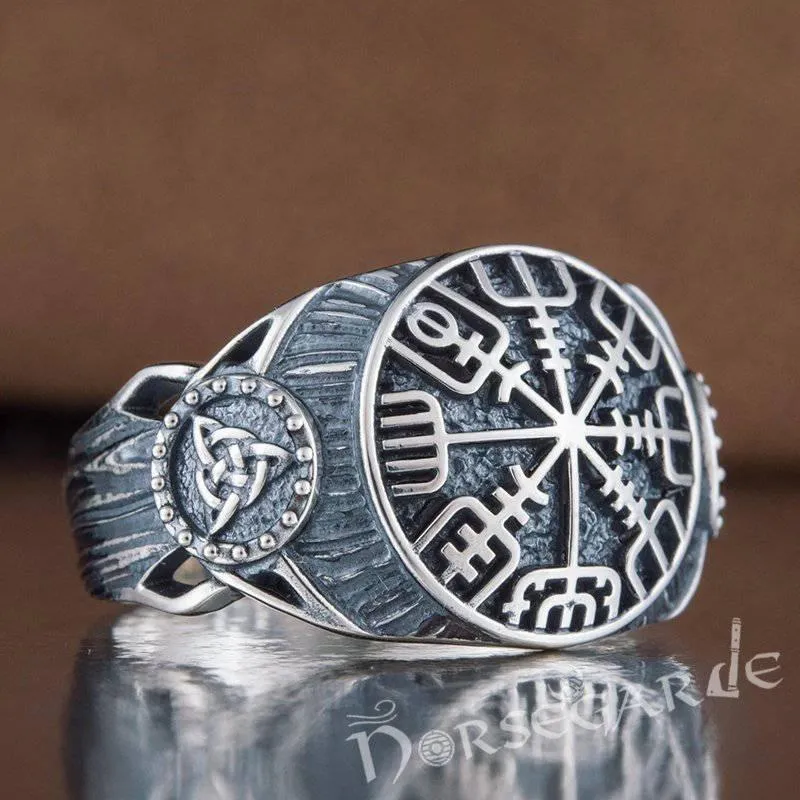 Handcrafted Vegvisir Druid Signet Ring - Sterling Silver