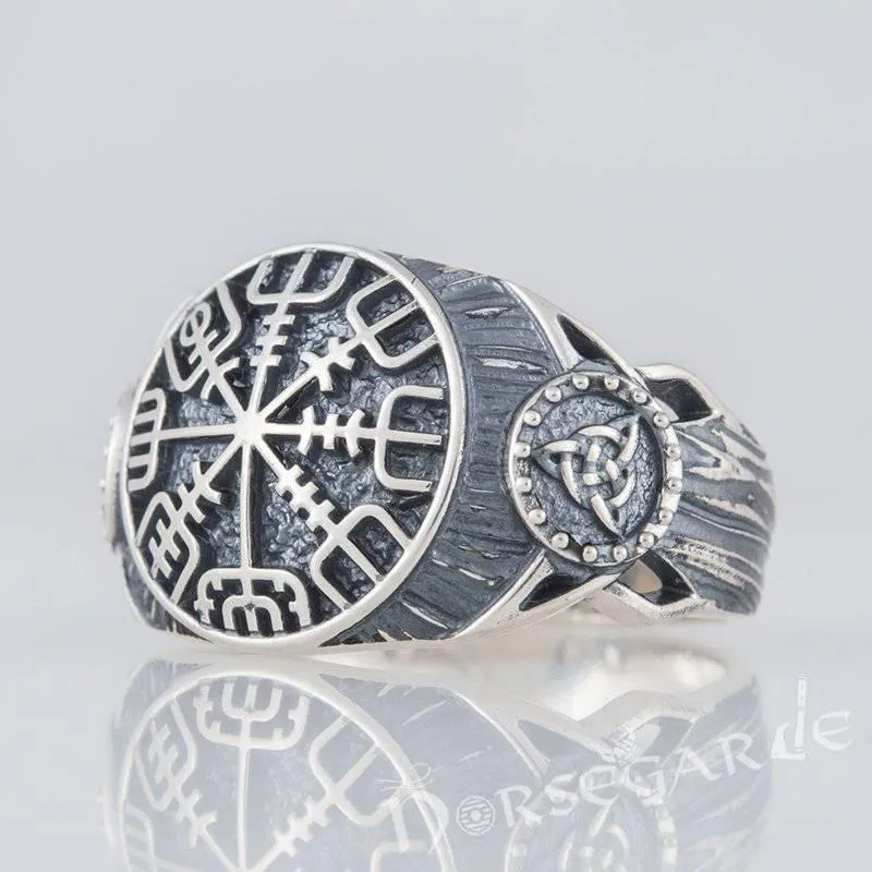 Handcrafted Vegvisir Druid Signet Ring - Sterling Silver