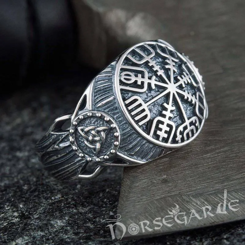 Handcrafted Vegvisir Druid Signet Ring - Sterling Silver