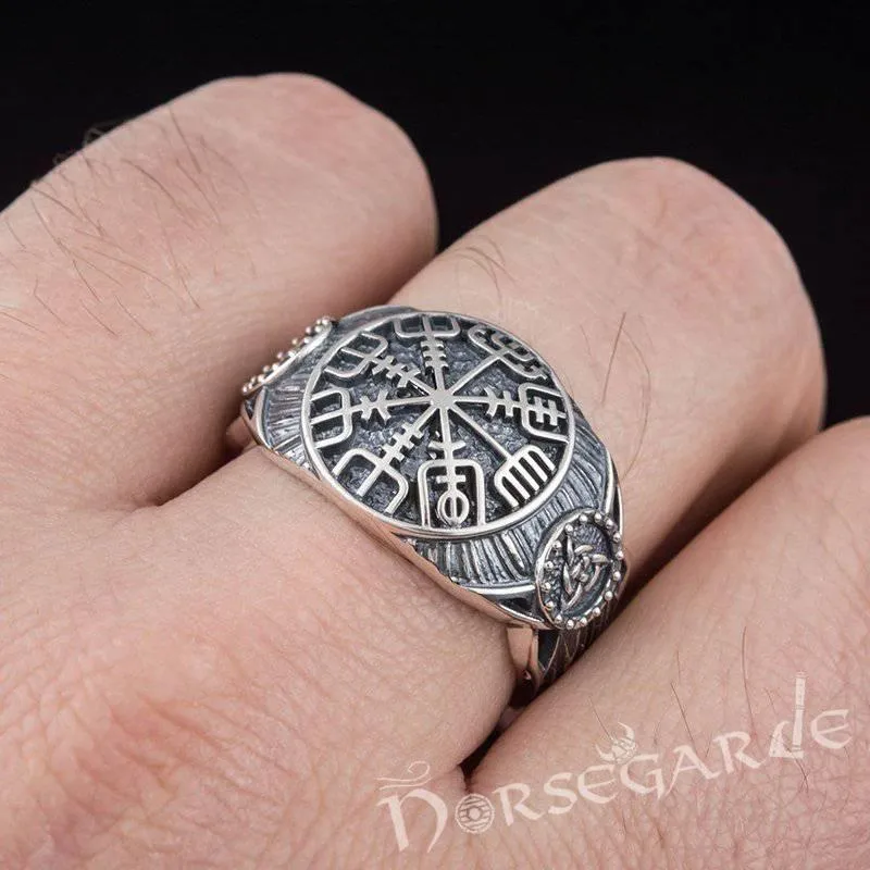 Handcrafted Vegvisir Druid Signet Ring - Sterling Silver