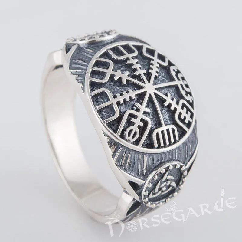 Handcrafted Vegvisir Druid Signet Ring - Sterling Silver