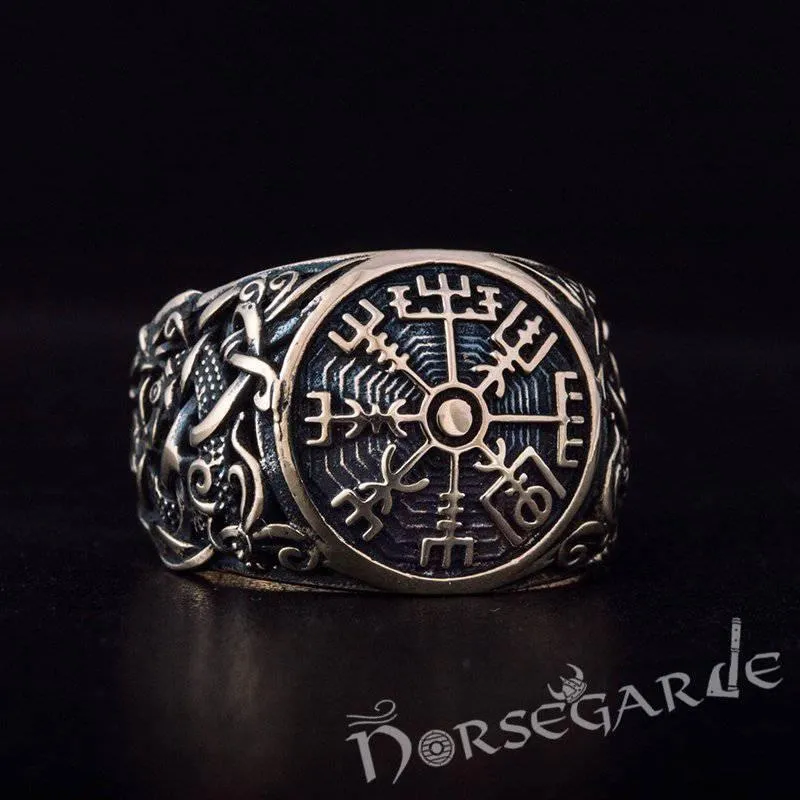 Handcrafted Vegvisir Mammen Style Ring - Bronze