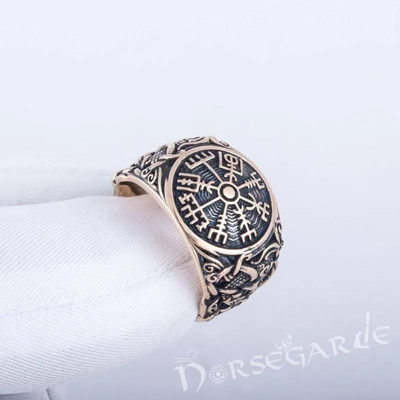 Handcrafted Vegvisir Mammen Style Ring - Bronze