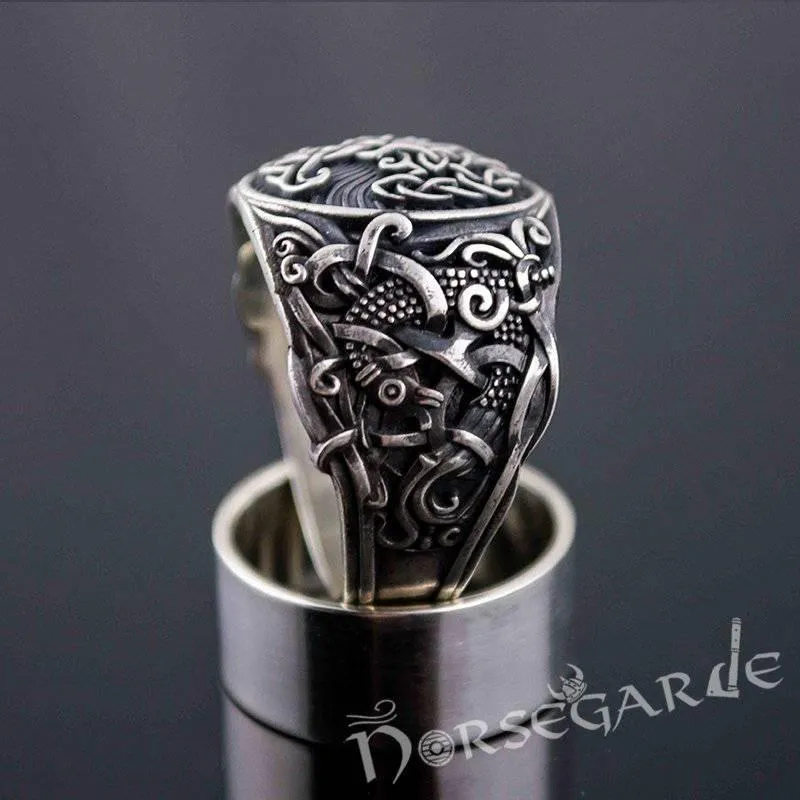 Handcrafted Yggdrasil Mammen Style Ring - Sterling Silver