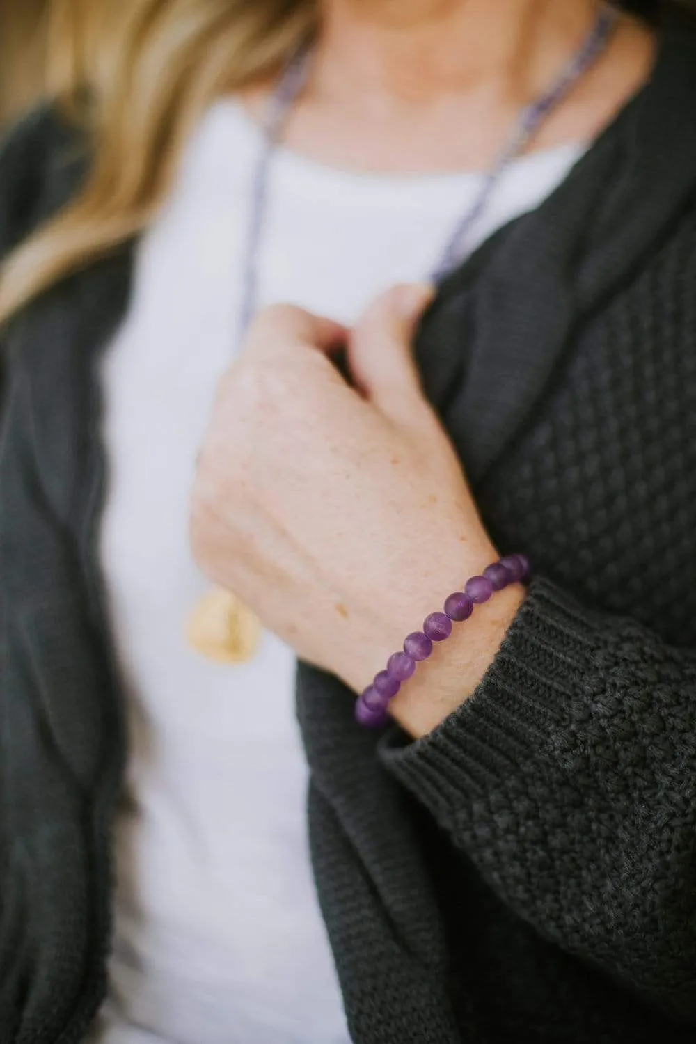 Healing Matte Amethyst Wrist Mala