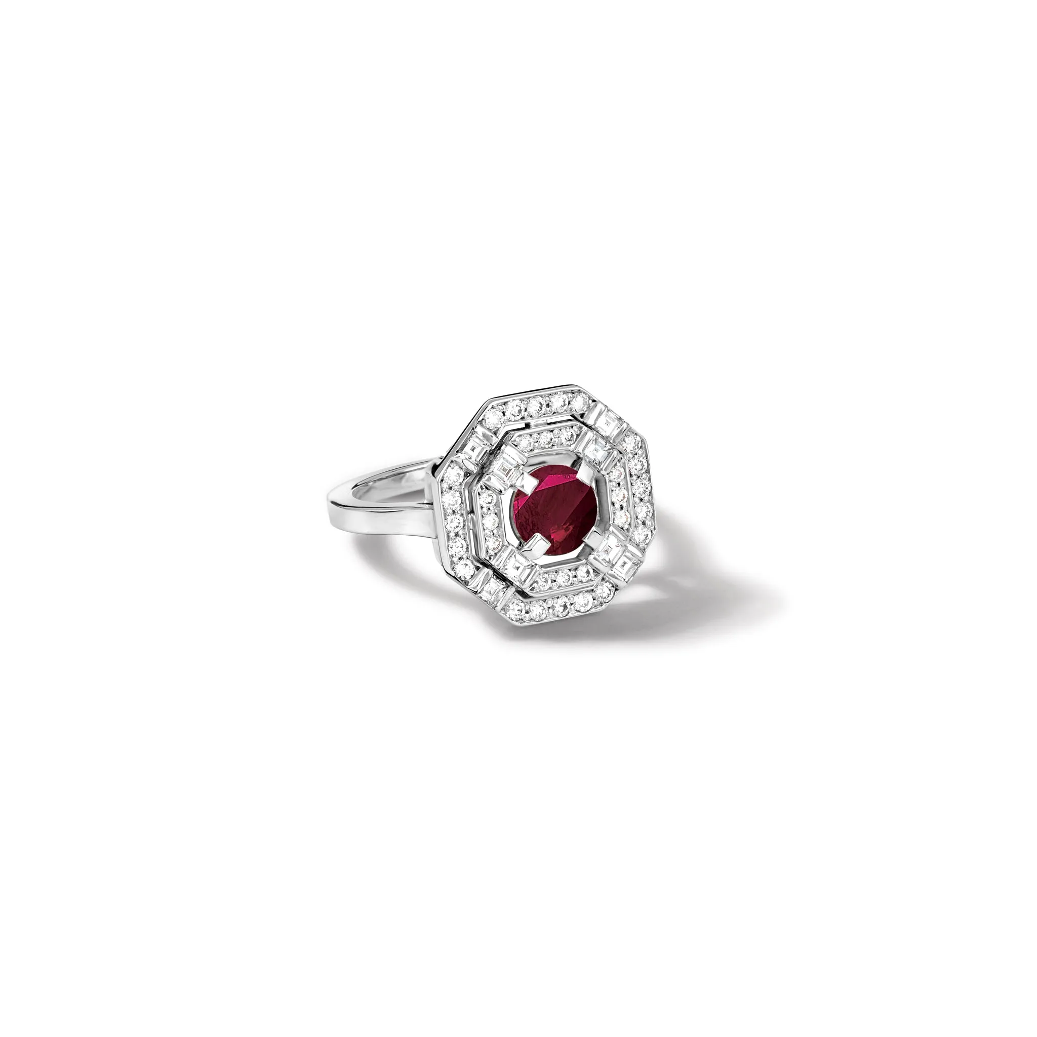 Heloise Engagement Ring 18ct White Gold - Ruby & Diamond