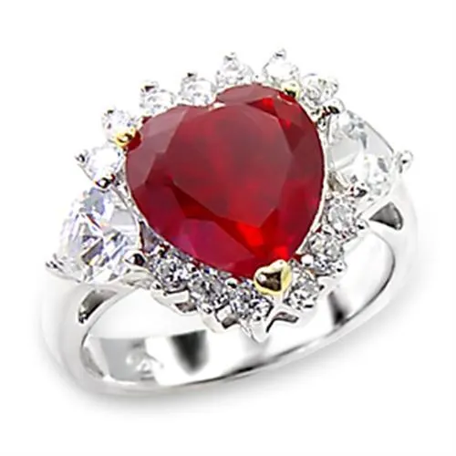 High-Polished 925 Sterling Silver Ring with Synthetic Garnet in Ruby for Women Style 6X062