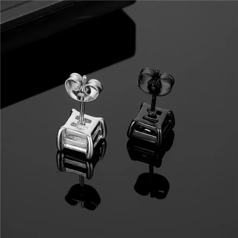 Hot Design Zircon Titanium Steel Earrings Fashion Simple Geometric Stainless Steel Stud Earring For Trendy Men Women Jewelry