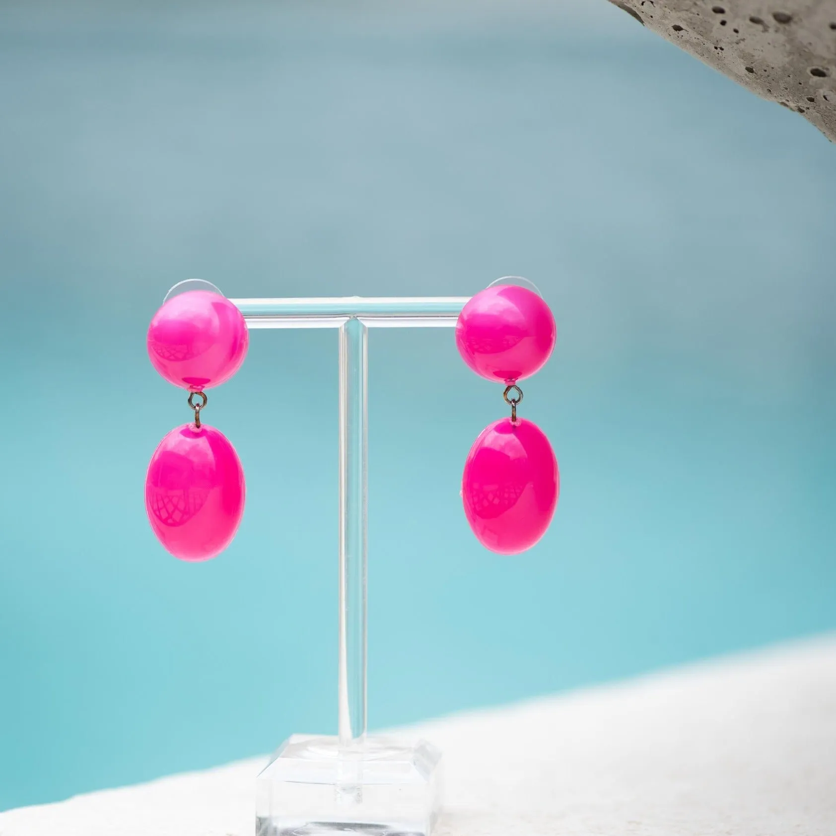 Hot Pink Aura Glow Jelly Bean Earrings