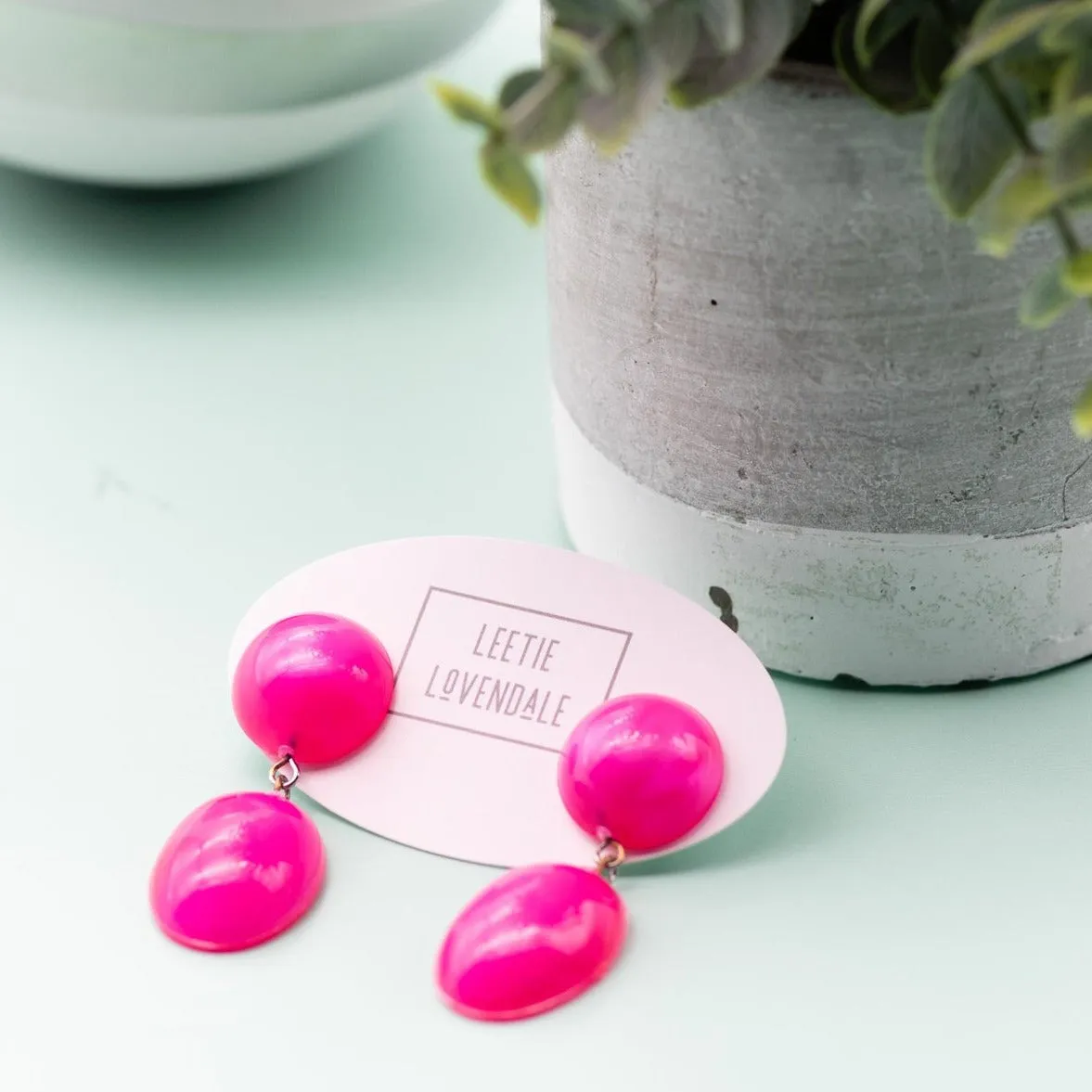 Hot Pink Aura Glow Jelly Bean Earrings