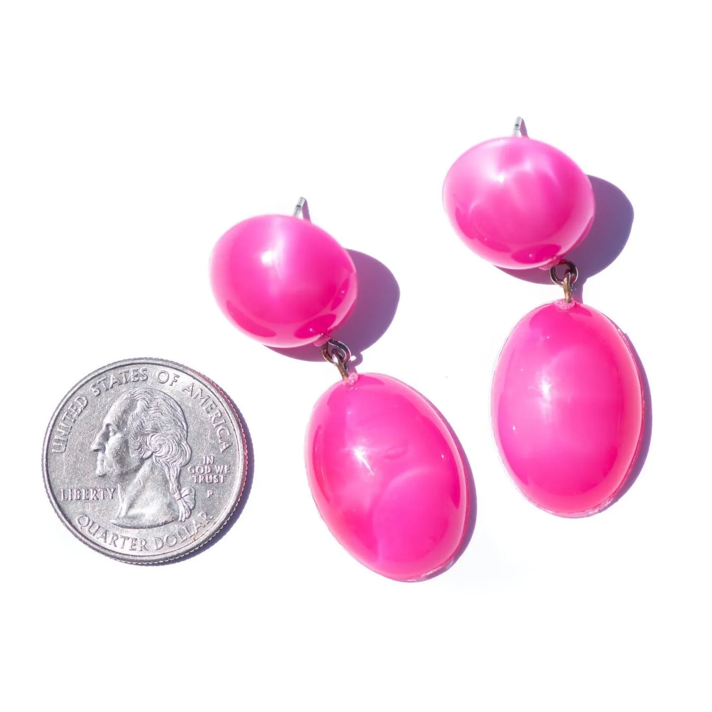 Hot Pink Aura Glow Jelly Bean Earrings