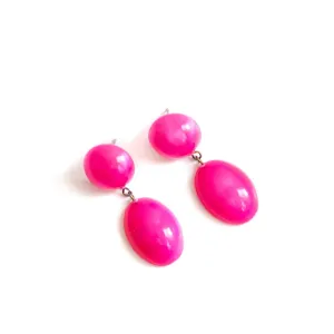 Hot Pink Aura Glow Jelly Bean Earrings