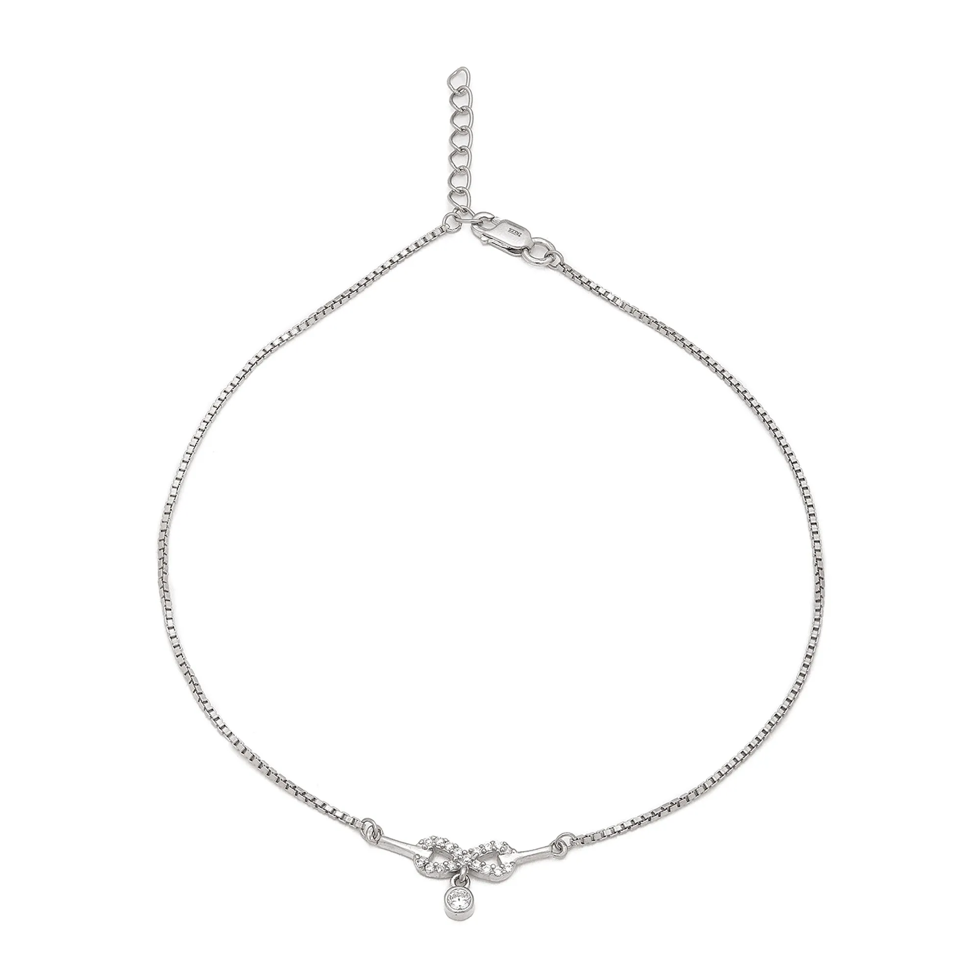 Infinite Glamour Rhodium-Plated 925 Sterling Silver Anklet