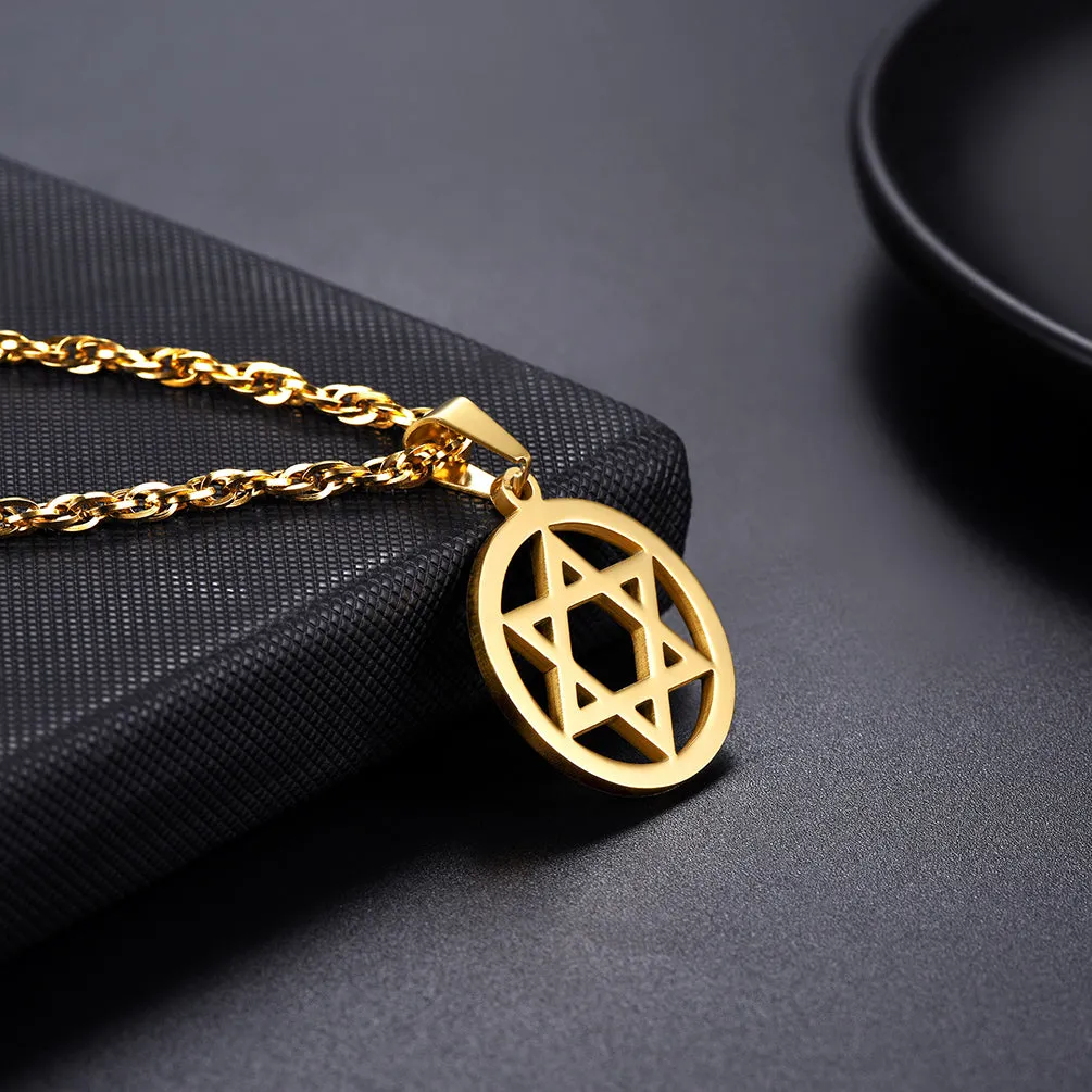 Jewish Star of David Pendant Necklace for Men Women