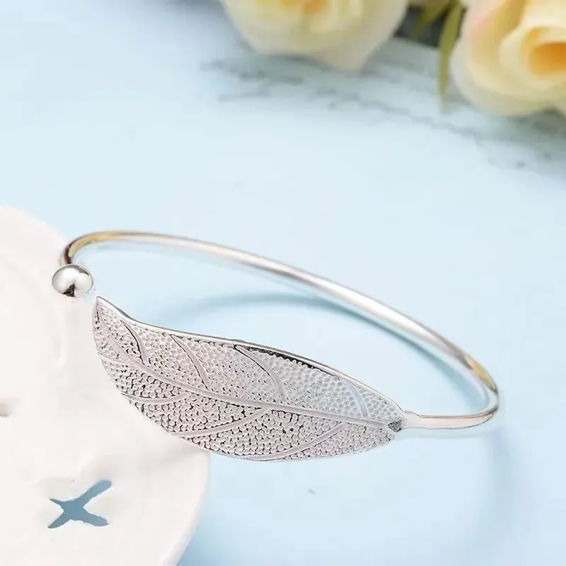 Leaf Shaped Adjustable Cuff Bangle Bracelets