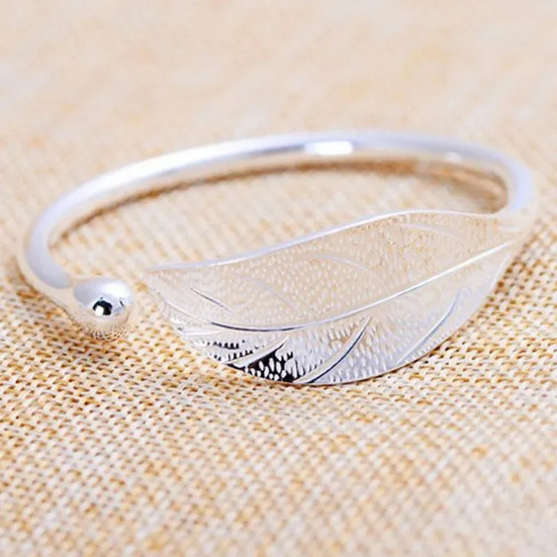 Leaf Shaped Adjustable Cuff Bangle Bracelets