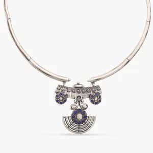 Leela Tribal Hasli Silver Necklace