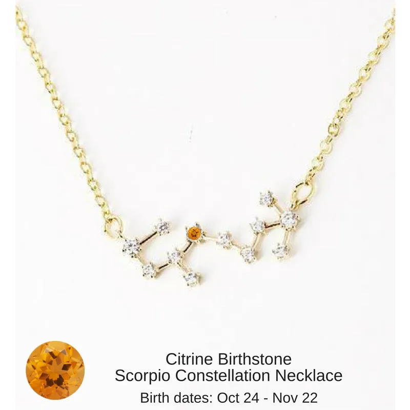 Libra Constellation Zodiac Necklace with Light Pink Birthstone - "Star Candy"