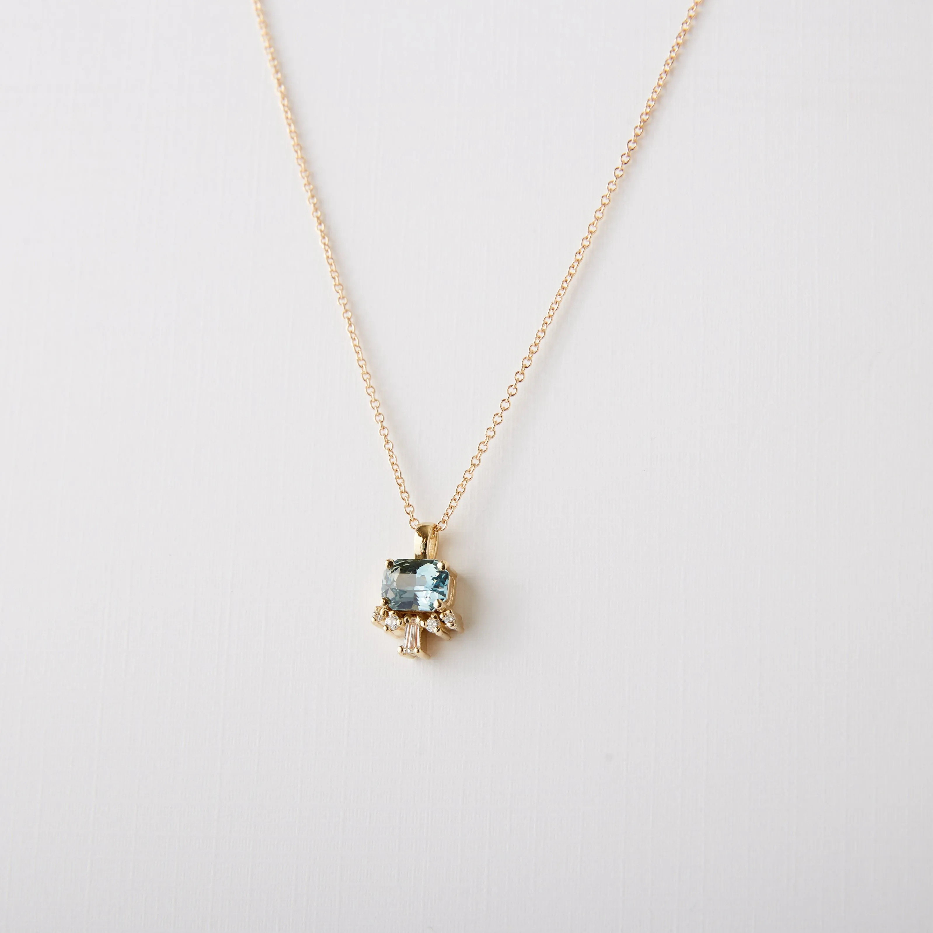 Lucy Pendant - 1.13 Carat Light Blue-Teal Octagon Sapphire