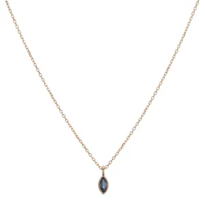 Marquise Blue Sapphire Wisp Necklace (ready to ship option)*