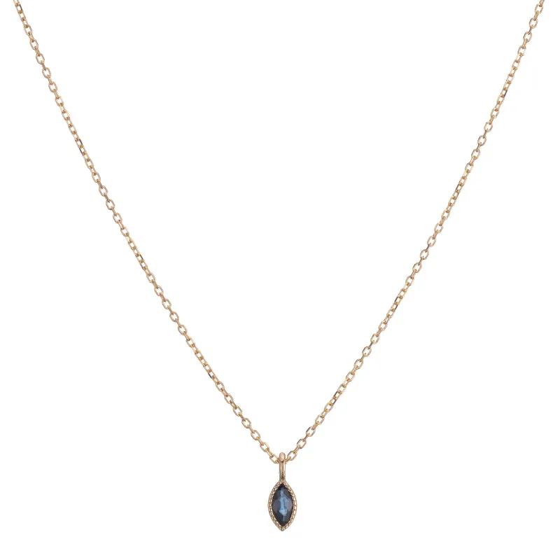 Marquise Blue Sapphire Wisp Necklace (ready to ship option)*